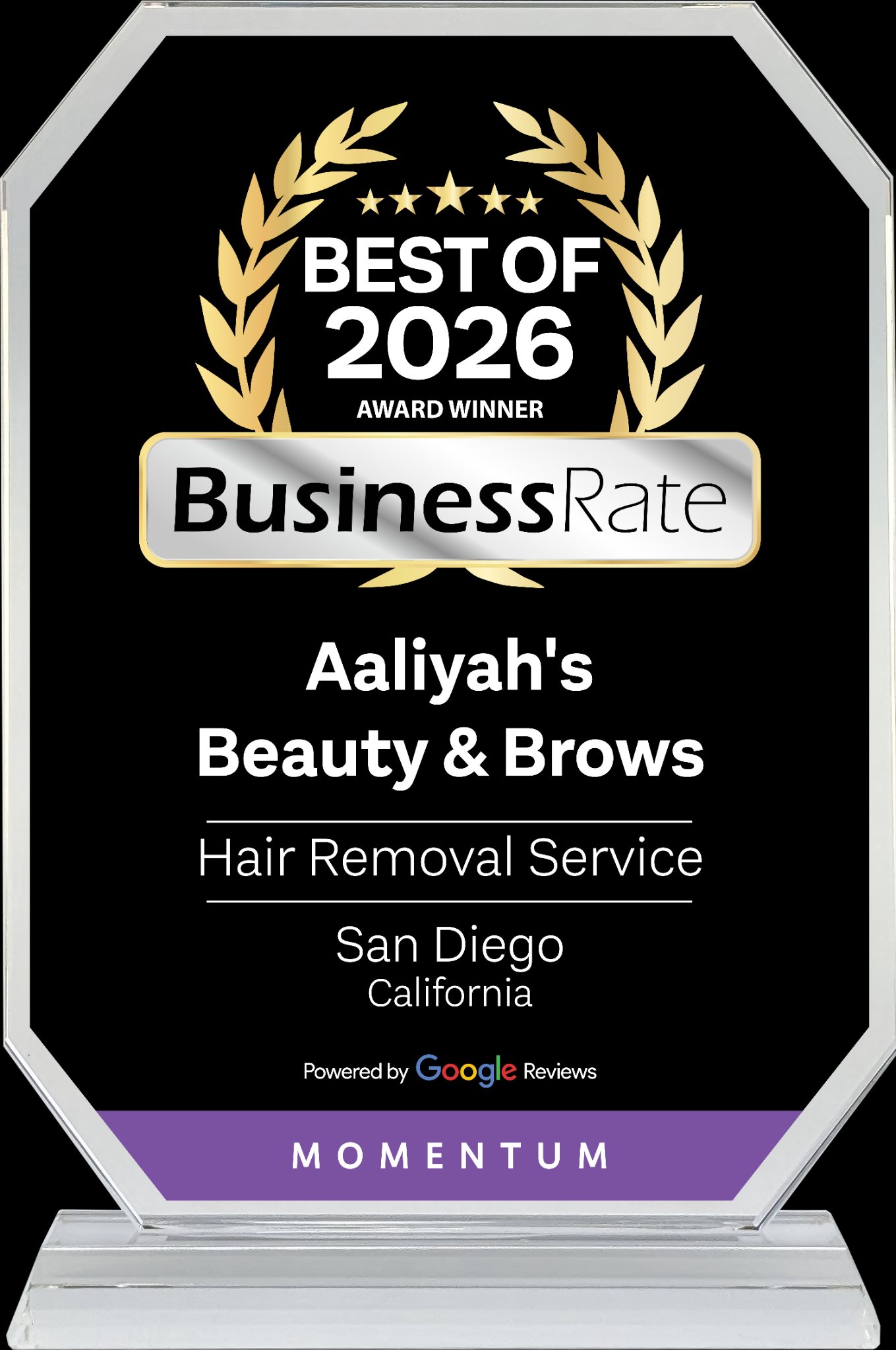 BusinessRate Best of 2026 Award Winner for Aaliyah’s Beauty and Brows, Hair Removal Service, San Diego, California